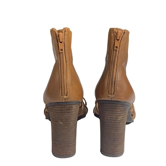 Free People Jeffrey Campbell Gladiator look Leather Block Heels Size 8M Brown - Picture 5 of 9